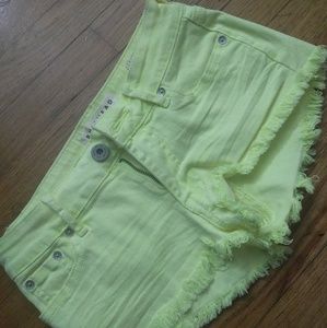 Pacsun Bullhead Neon Yellow Distressed Shorts